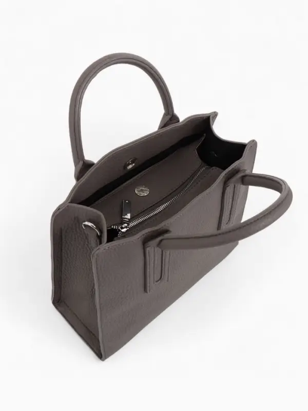 Сумка тоут TEXTURA, с длинным ремнем, средний размер, 29&times;10&times;25 см, однотонная, серая