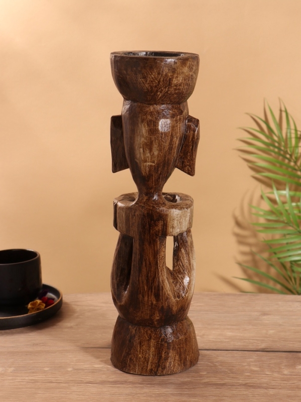 Подсвечник "Абориген" 10х10х36 см, дерево