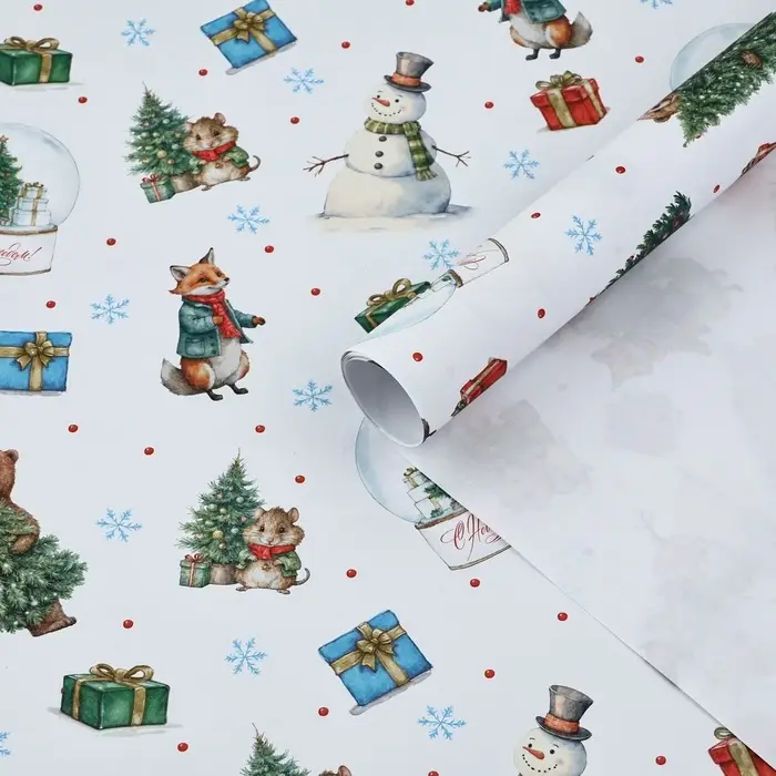 Упаковочная бумага на новый год крафтовая &laquo;Новогоднее настроение&raquo;, 70&times;100 см