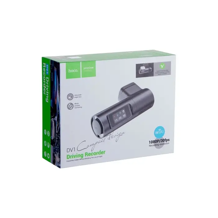 Автомобильный видеорегистратор Hoco DV1, 1080p видео, чёрный Автомобильный видеорегистратор Hoco DV1, 1080p видео, чёрный
