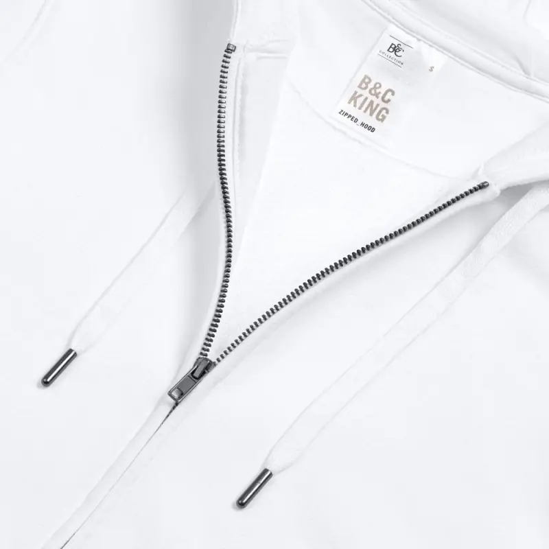 Толстовка на молнии с капюшоном унисекс King, белая, размер XS