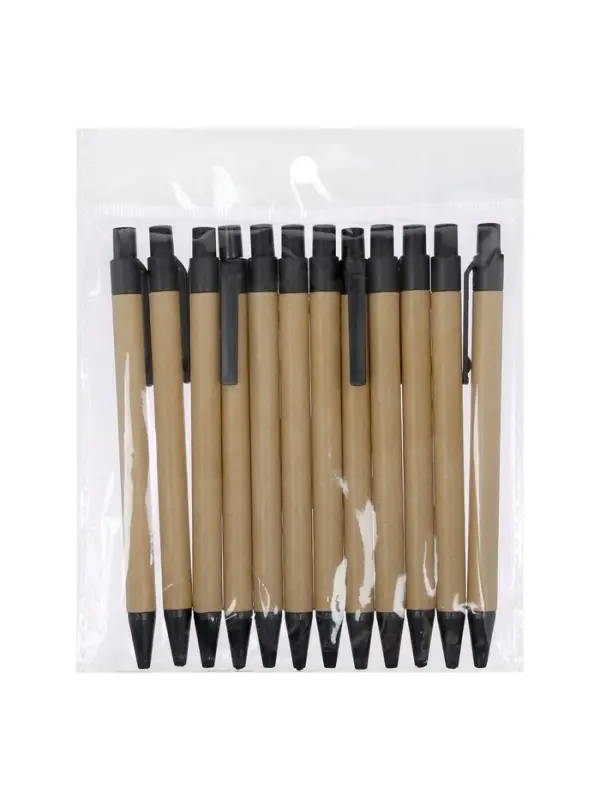 Ручка под логотип Calligrata, шариковая, автоматическая, синий стержень, узел 0.7 мм, корпус картонный крафт с чёрным