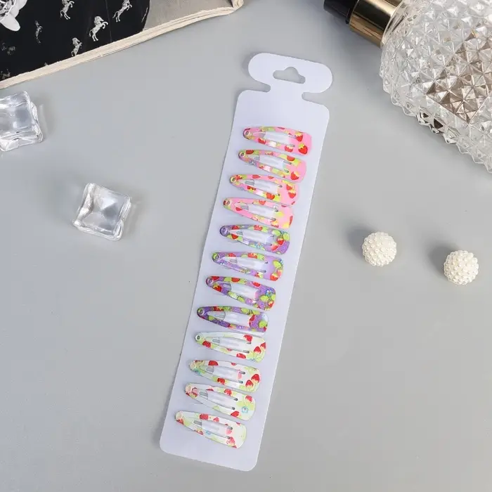 Невидимка для волос «Камилла», набор 12 шт., весна, 3 см, МИКС