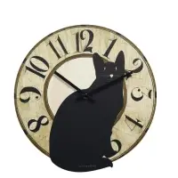 Часы настенные Gatto nero, черный кот, интерьерные, плавный ход, d=33.5 см