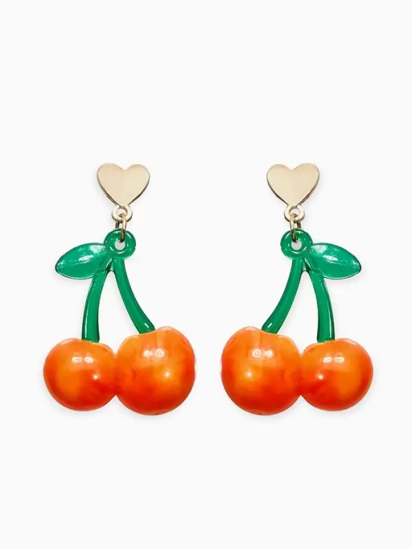 Серьги Серьги "Вишня" сердечки, цвет красно-жёлтый в золоте