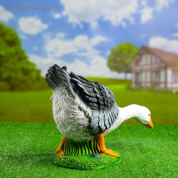 Садовая фигура  Садовая фигура "Гусь шея вниз" 50х18х30см