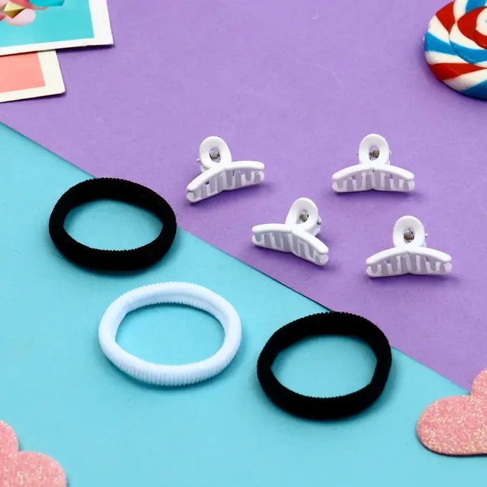 Набор для волос Набор для волос "Галея" (3 резинки 5 см, 4 краба 2,5 см) петелька, белый