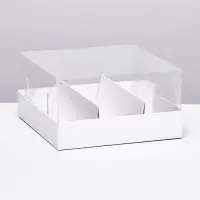 Упаковка с прозрачной крышкой под 3 эклера, белый 13.5&times;13.5&times;6 см