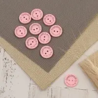 Набор нашивок из дерева Hand made with love, 2×2 см, 10 шт., розовый