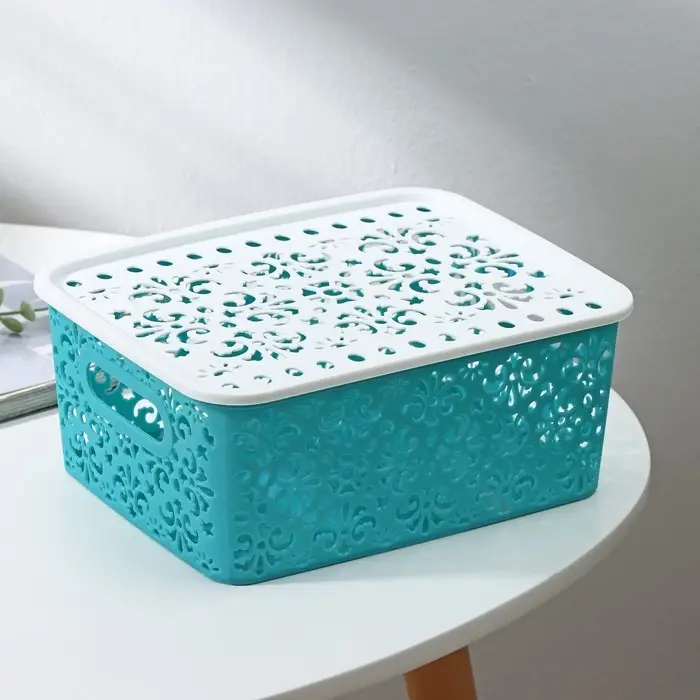 Контейнер для хранения с крышкой «Узор», пластик, 22×17×9,5 см, цвет МИКС Контейнер для хранения с крышкой «Узор», пластик, 22×17×9,5 см, цвет МИКС