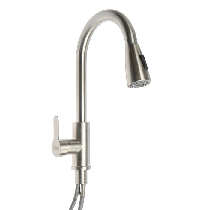 Смеситель для кухни ZEIN Z2940, выдвижной излив, 2 режима, картридж 35 мм, нерж.сталь, сатин Смеситель для кухни ZEIN Z2940, выдвижной излив, 2 режима, картридж 35 мм, нерж.сталь, сатин