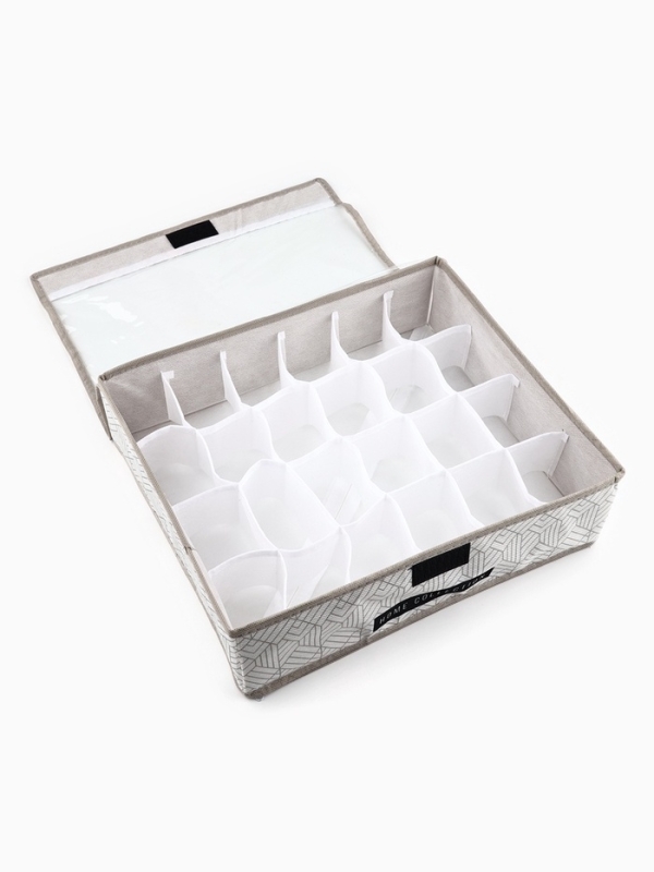 Органайзер для хранения 24 ячейки с крышкой Органайзер для хранения 24 ячейки с крышкой "Домашняя коллекция", 34 х 28 х 10 см