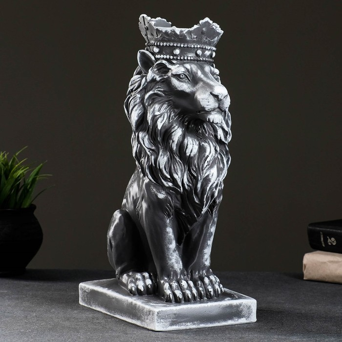 Копилка Копилка "Лев с короной" серый камень, 19х14х35см