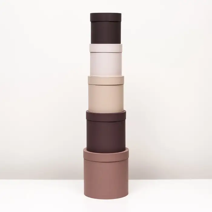 Набор шляпных подарочных коробок 5 в 1, песочный, 23&times;23-15&times;15 см