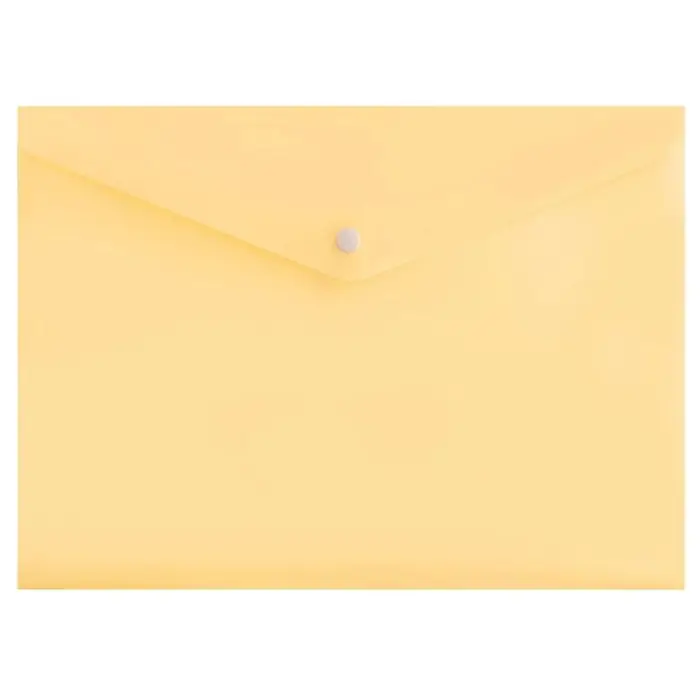 Папка-конверт на кнопке А4, 180 мкм, Calligrata Pastel, полупрозрачная, жёлтая ваниль