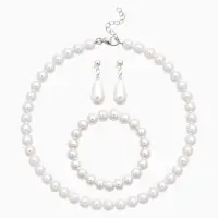 Набор 3 предмета: серьги, бусы, браслет &laquo;Классика&raquo;, белый, 45 см