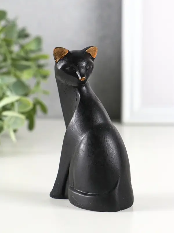 Фигура гипс  Фигура гипс "Кошка геометрия", 11х6 см, черный