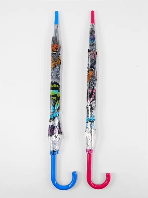 Зонт - трость полуавтоматический &laquo;Бабочки&raquo;, 8 спиц, R=43/60 см, d=86 см, рисунок МИКС