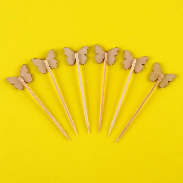 Шпажки бабочки, набор 6 шт, цвет МИКС Шпажки бабочки, набор 6 шт, цвет МИКС