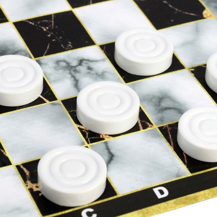Шашки, настольная игра  Шашки, настольная игра "Мрамор", поле винил, 30 х 30 см, 24 шт, d-3 см, h-0.9 см, в тубусе