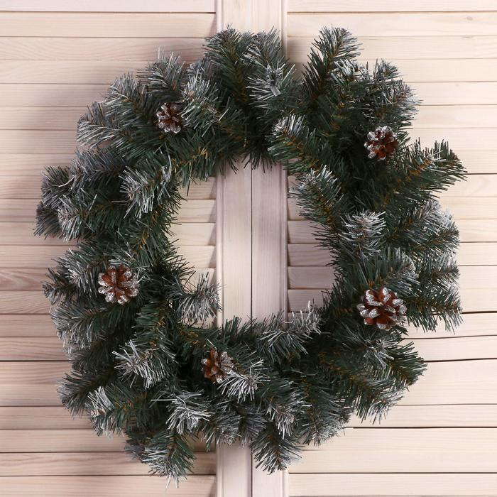 Венок Венок "Рождественский Белоснежный (шишка серебро) 45 см