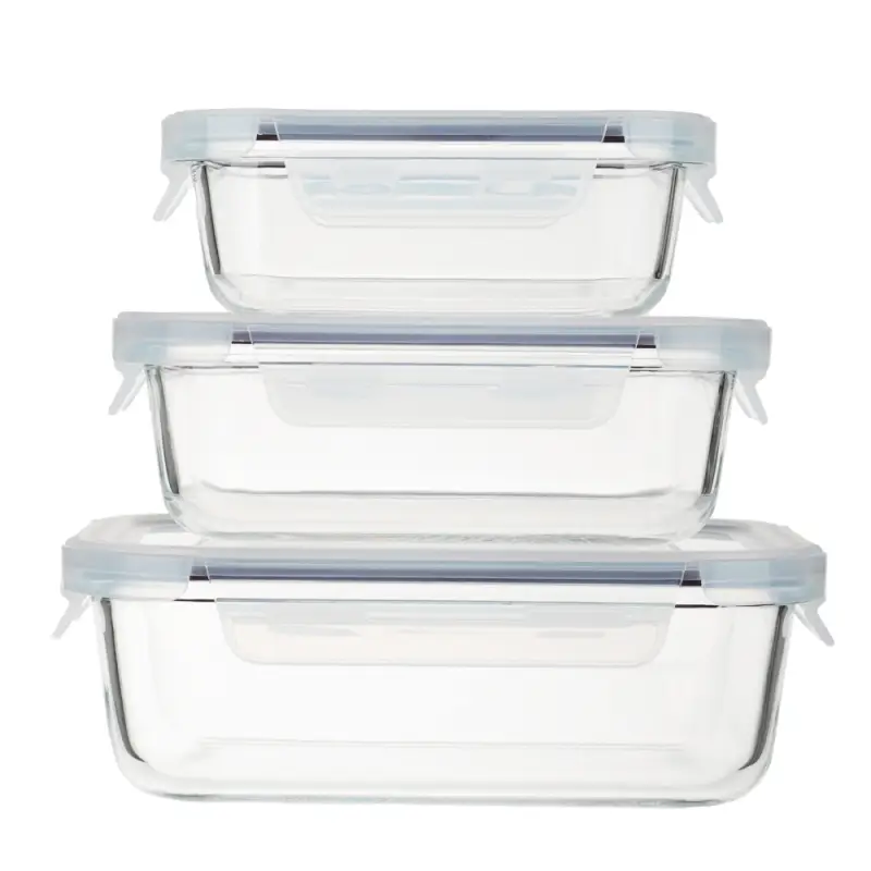 VETTA Набор контейнеров для продуктов на защелках 3пр, 370мл, 600мл, 1000мл, жаропрочное стекло