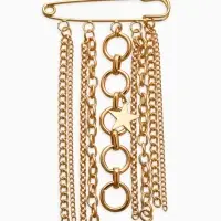 Булавка с подвесами "Звезды", цвет золото L=6см