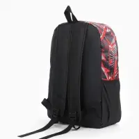 Рюкзак школьный на молнии, с карманами, с принтом, 30&times;13&times;42 см, чёрный