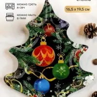 Блюдо новогоднее плоское &laquo;Новогодние игрушки&raquo;, 16.5&times;19.5 см