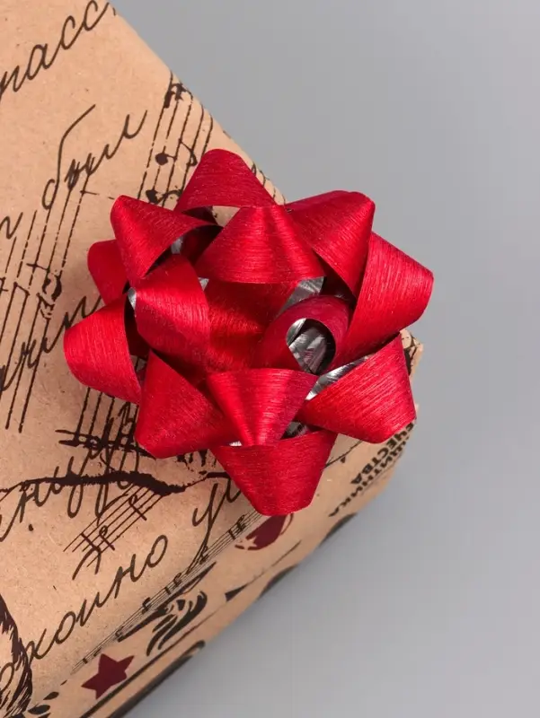 Бант - звезда №7.5, фасовка 8 шт., с блестками, МИКС