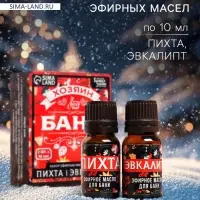 Набор эфирных масел &laquo;Хозяин бани&raquo;, в подарочной коробке, пихта, эвкалипт, 2 шт. по 10 мл
