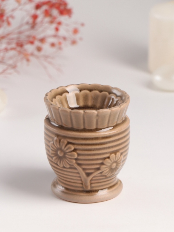 Аромалампа керамика "Соцветие" тёмно-серая 7,7х7,7х8 см