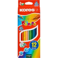 Карандаши цветные 12цв 3-гран,точилка Kores 93312.01