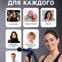 Массажёр для тела LEM-11, перкуссионный, 9 насадок, 9 режимов, чёрный