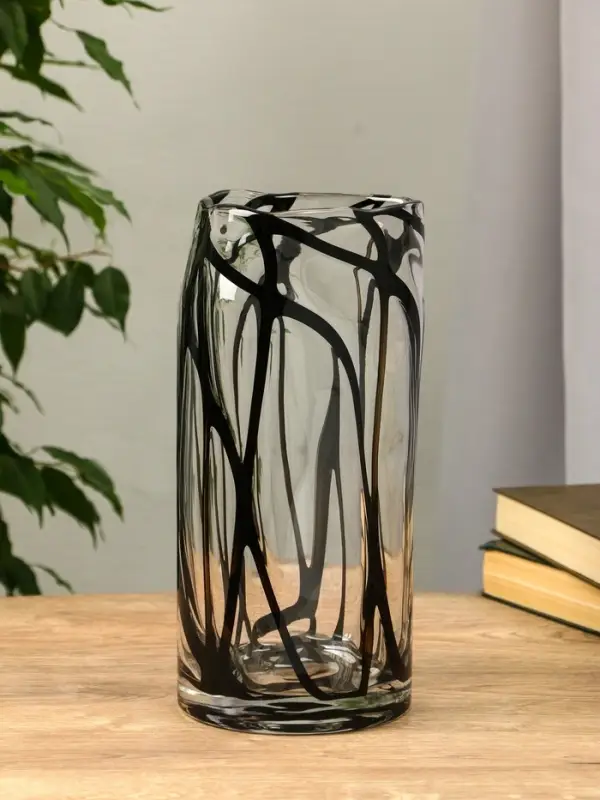 Ваза стекло настольная "Мэдисон" 29х12 см, прозрачно-чёрный