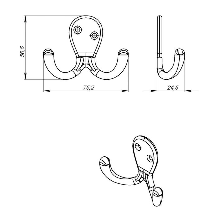 Крючок-вешалка №19, цвет хром Крючок-вешалка №19, цвет хром
