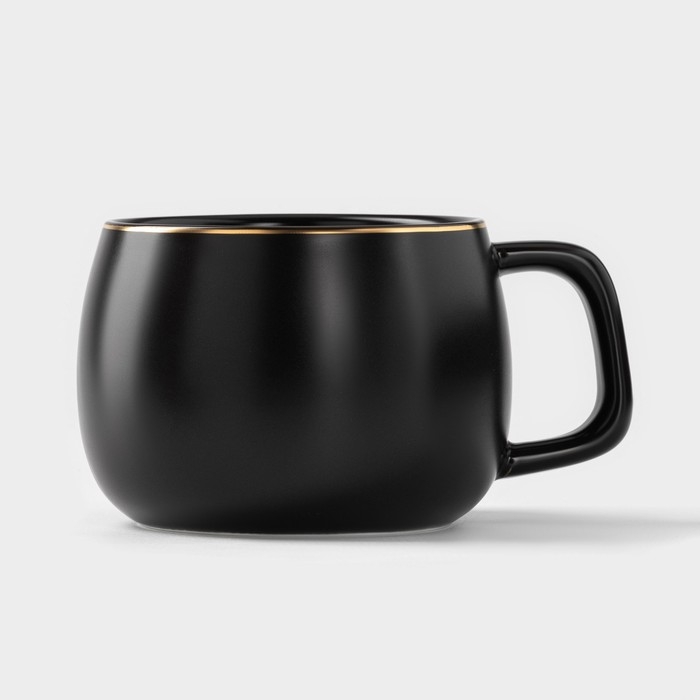 Чайная пара керамическая с ложкой «Мати», 2 предмета: чашка 280 мл, блюдце d=13,5 см, цвет чёрный Чайная пара керамическая с ложкой «Мати», 2 предмета: чашка 280 мл, блюдце d=13,5 см, цвет чёрный