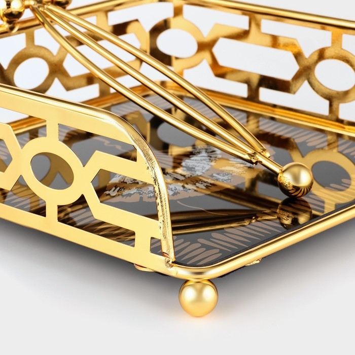 Салфетница «Веер», 15×15×6, цвет золотой Салфетница «Веер», 15×15×6, цвет золотой