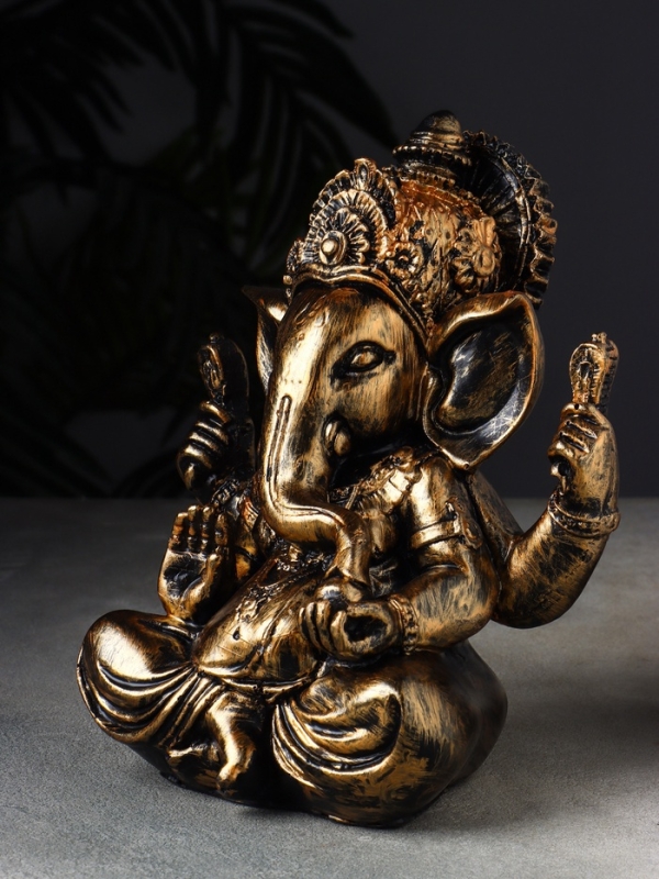 Фигура Фигура "Слон Ганеша" 22х20х12 см, тёмное золото