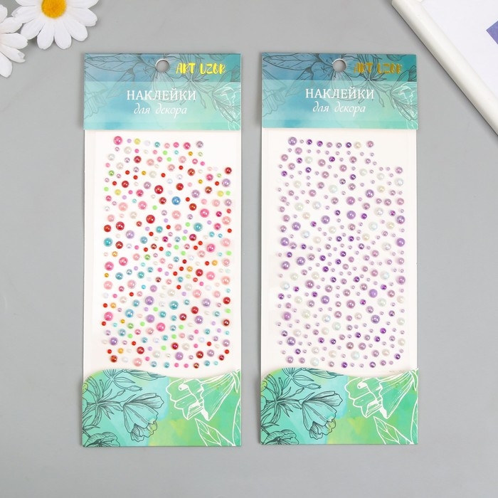 Наклейка пластик стразы Наклейка пластик стразы "Полужемчужины разных размеров" МИКС 9,2х15,5 см