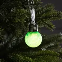 Ёлочный шар &laquo;Зимний узор зелёный&raquo;, d=5 см, 1 LED, от батареек AG13&times;3, свечение тёплое белое