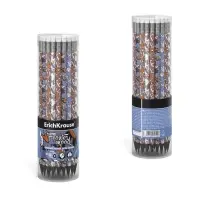 Карандаш чернографитный, ErichKrause «Tulips», HB, грифель d=2.2 мм, с ластиком, дерево, трeхгранный с принтом, в тубусе, микс