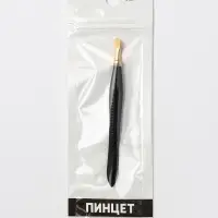 Пинцет скошенный, узкий, 8.5 см, цвет чёрный, золотистый