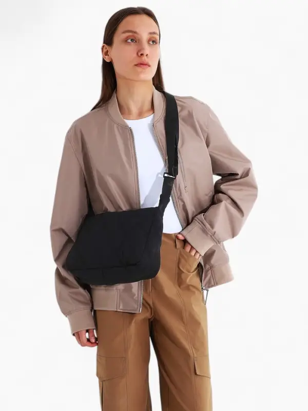 Сумка женская багет на молнии, 30&times;10&times;19 см, чёрная