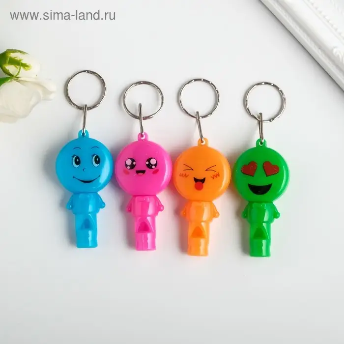 Фонарик брелок для ключей на кольце свисток «Смайл», мигает 6.5×3×1 см, МИКС Фонарик брелок для ключей на кольце свисток «Смайл», мигает 6.5×3×1 см, МИКС