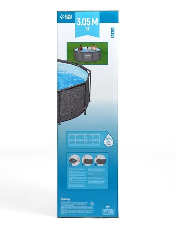Бассейн каркасный Steel Pro, 305&times;100 см, круглый, цвет графит, 561MQ Bestway