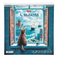 АЛЬБОМ для рисования и художественных работ  20л А4ф 220х220мм 220гр на пластик.спирали жесткая подл