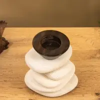 Подсвечник "Каменная башня" камень 10х10х13 см, цв. бежевый