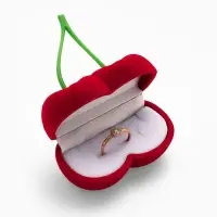 Футляр под серьги, кольца &laquo;Вишня&raquo;, бархатный, 7&times;6.5&times;3.5 см, красный