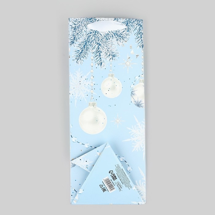 Пакет под бутылку, треугольный «Счастье», 13 х 32 х 11.3 см, Новый год